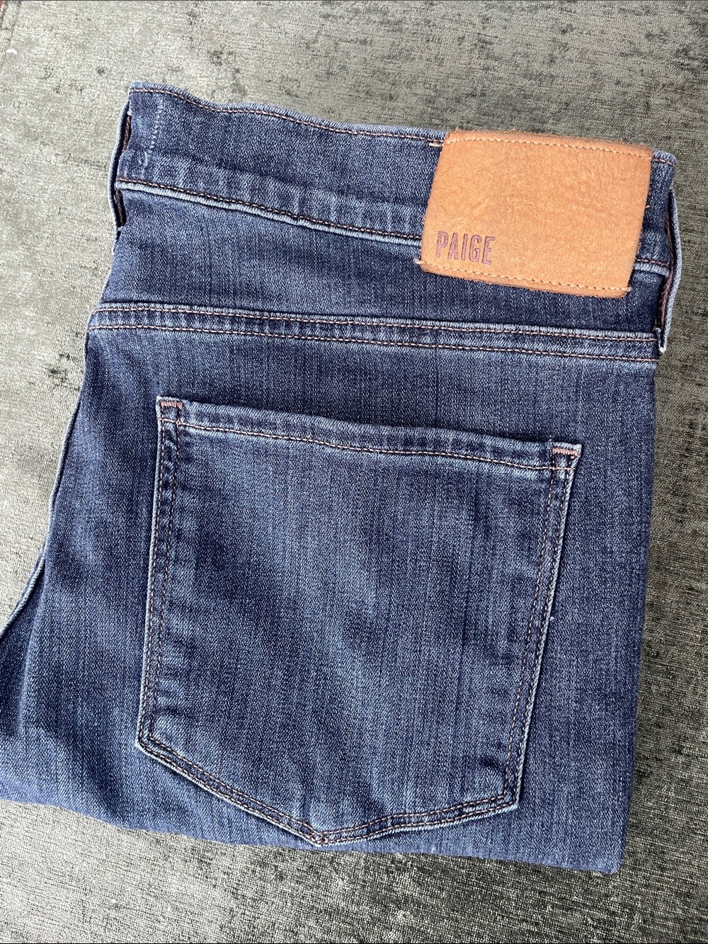 PAIGE- Lennox Slim Men's Indigo Denim Jeans with Tan Leather Patch